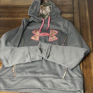 Under Armour Gray Hoodie with Pink and Camo Accents